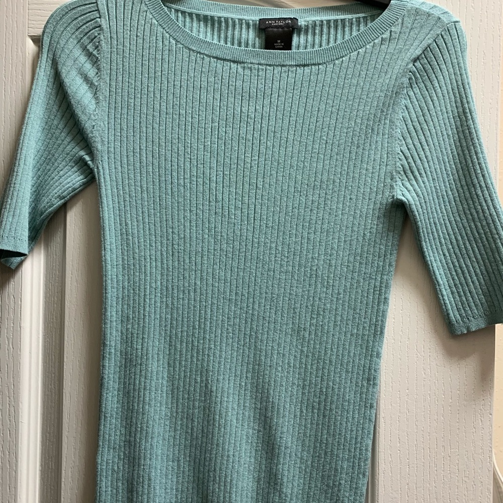 Ann Taylor Factory Short Sleeve Ribbed Sweater
